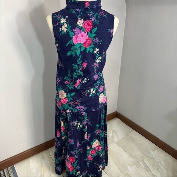 Vintage Floral Co-ord Jos A Bank Romantic Maxi Skirt Set Renaissance Cottagecore - Picture 7 of 16